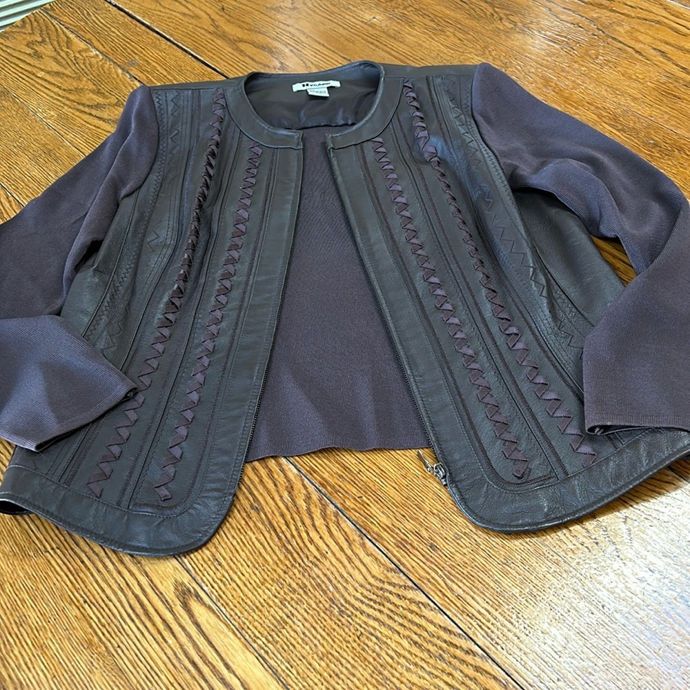 Nygard Collection leather and knit zip front jacket.  Size Large (14-16).